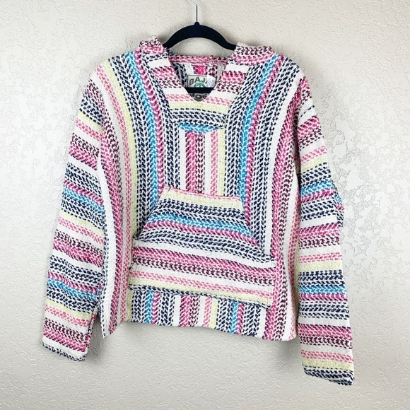 Colorful Baja California Beach Hoodie Textured Knit - Picture 1 of 5